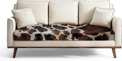 Wanyint Brown Black Cow Print Stretch Sofa Seat Cushion Slipcover