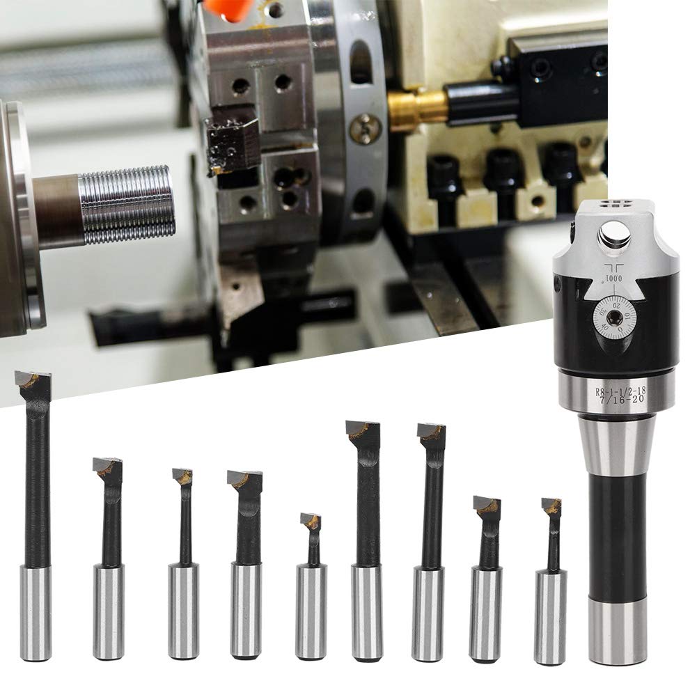 9 Pièces 2 Pouces Ensemble De Têtes D'alésage 1/2 Pouces R8 Tige CNC Kits D'outils De Fraisage Accessoire Mécanique