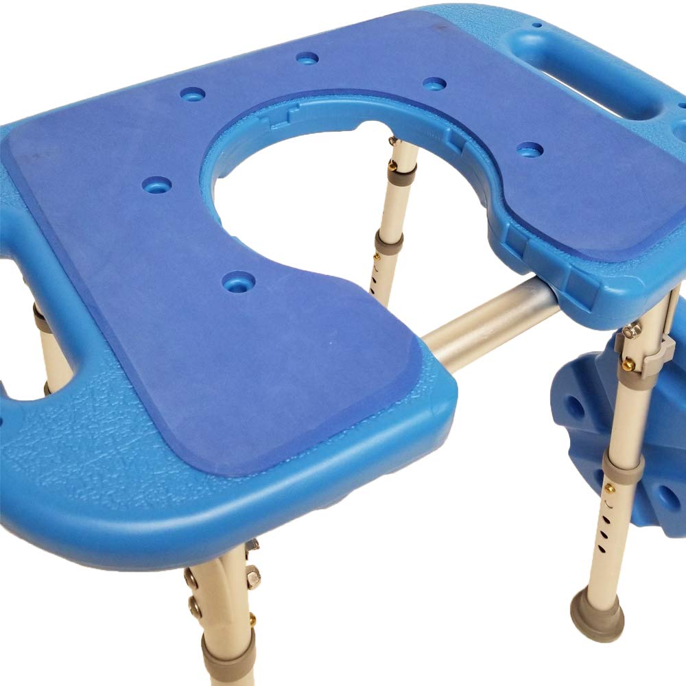 Platinum Health Atlas Deluxe - Banco bariátrico para Ducha/baño, Capacidad de 600 Libras, Acolchado con Corte e Inserto. Silla de Ducha Resistente con Altura Ajustable y Asiento XL