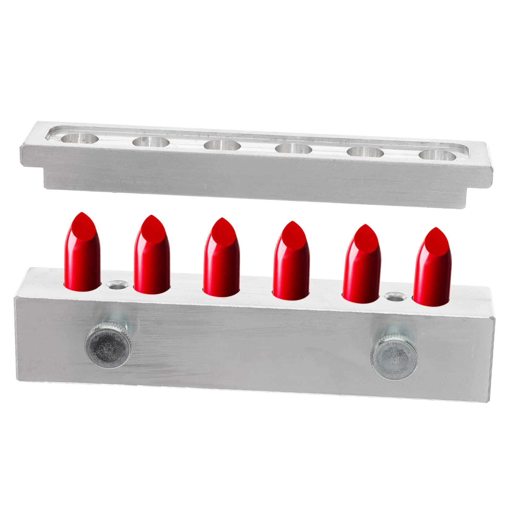 CALLARON Molde de Lápiz Labial DIY de Aleación de Aluminio 6 Agujeros, Pulido Fino y Fácil de Transportar para Fabricación Casera de Bálsamo Labial en Exteriores