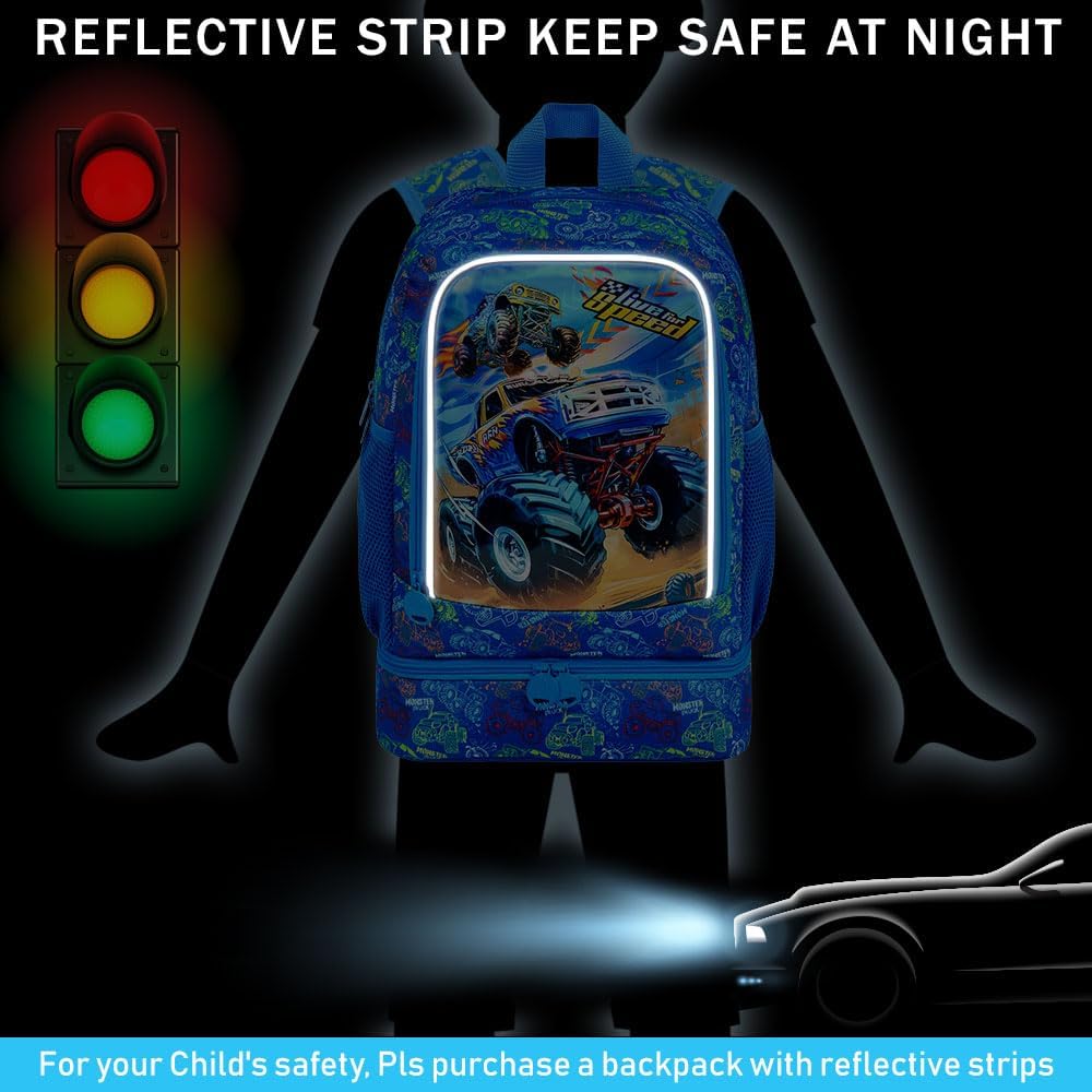 KLFVB 3PCS Cat Uni Dinosaur Backpack for Girls and Boys, 16" Kids Bookbag and Lunch Box, Preschool Backpacks for Elementary