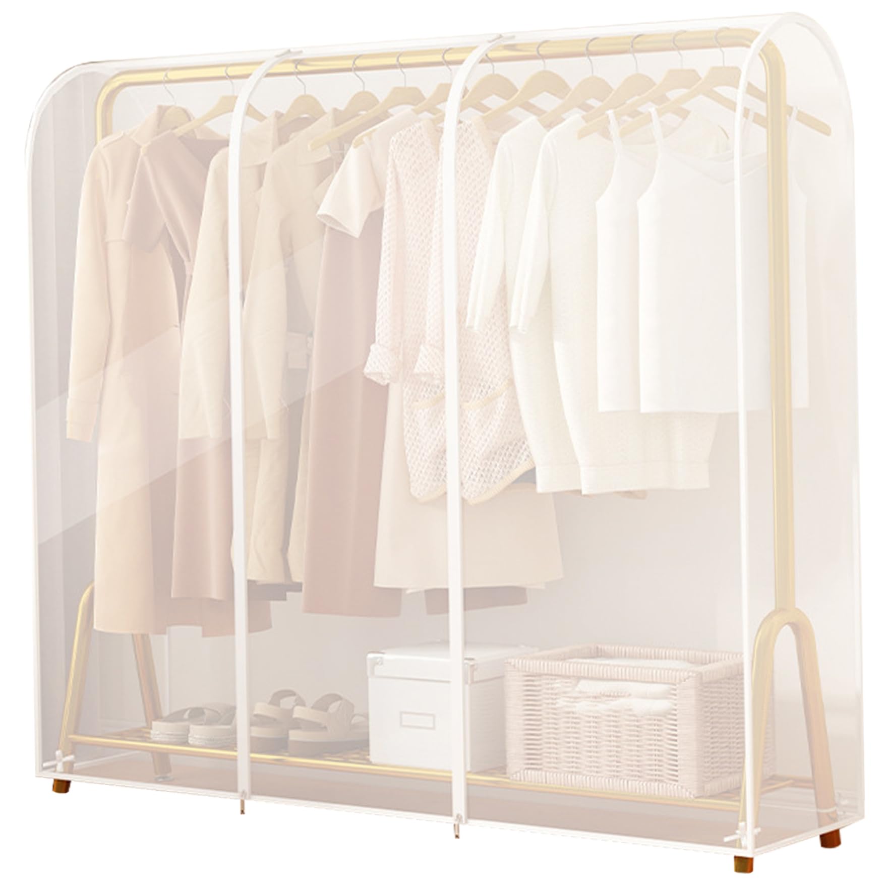 Wxyestna Garment Rack Cover, 71x20x59 Dustproof Thickened Clothing Rack Cover Moisture-Proof Protective Hanging Garment Bag
