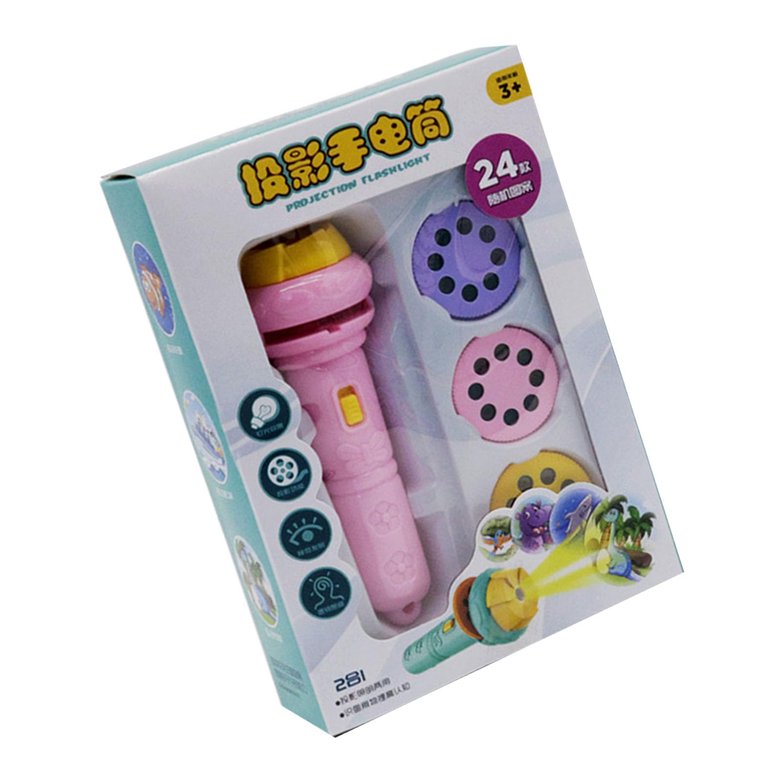 PANGBOER Cartoon Projection Educational Flashlight Toy for Kids Early Learning with Safe Portable Parties Cartoon Projection Toy for Children