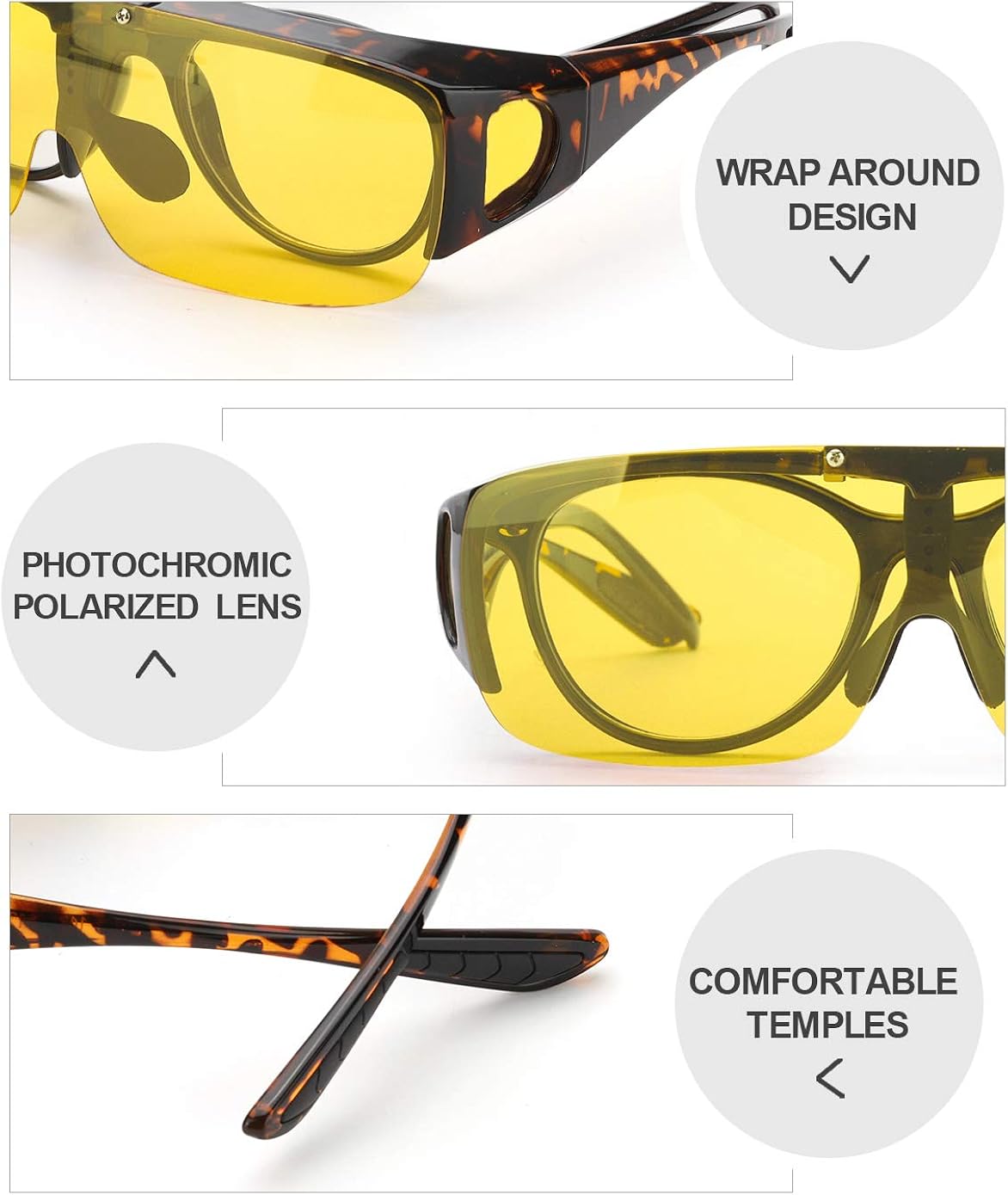 Miniatura 5 de LVIOE Lentes de visión nocturna de gran tamaño para conducir con lentes polarizadas abatibles LN8118 Varios colores