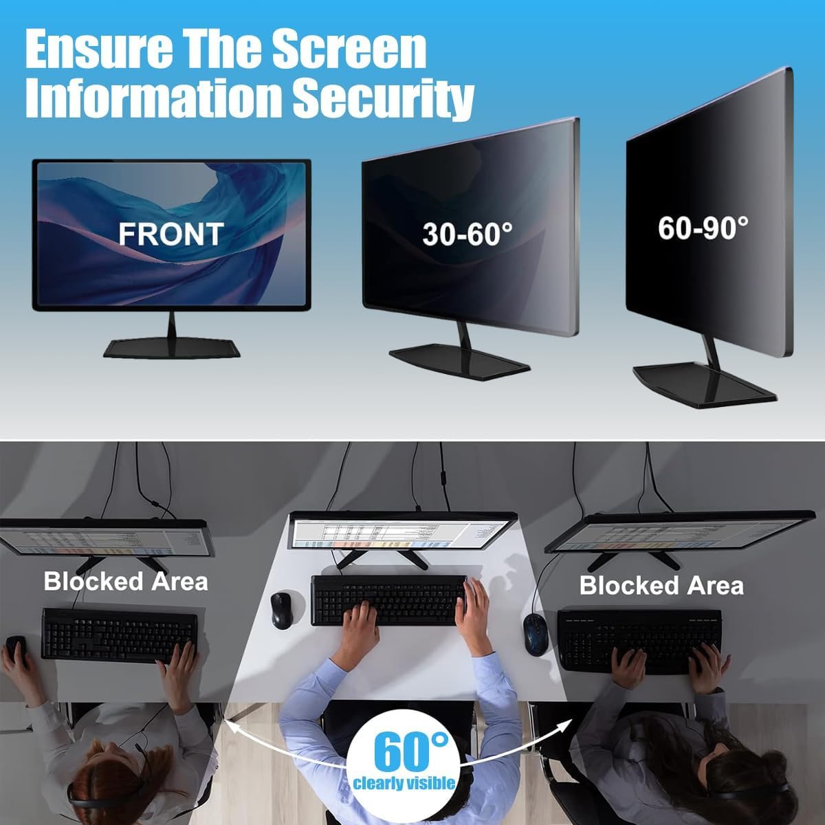 Acrylic Computer Privacy Screen Filter High Clarity Anti Glare Monitor Protector Anti-UV Anti-Blue Light Anti-Scratch 22-27 Inch Protector Film - Hanging Type Traceless / 27Inch/612.6x356mm