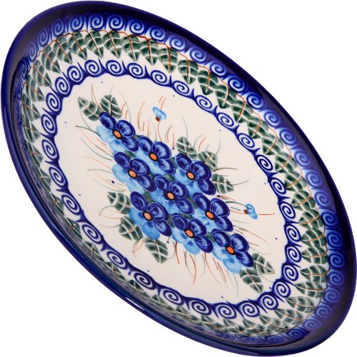 polish dishes - Polish Pottery Ceramika Boleslawiec, 1102/162, Dessert Plate 19, 7 1/2 Inches in Diameter, Royal Blue Patterns with Blue Pansy Flower Motif