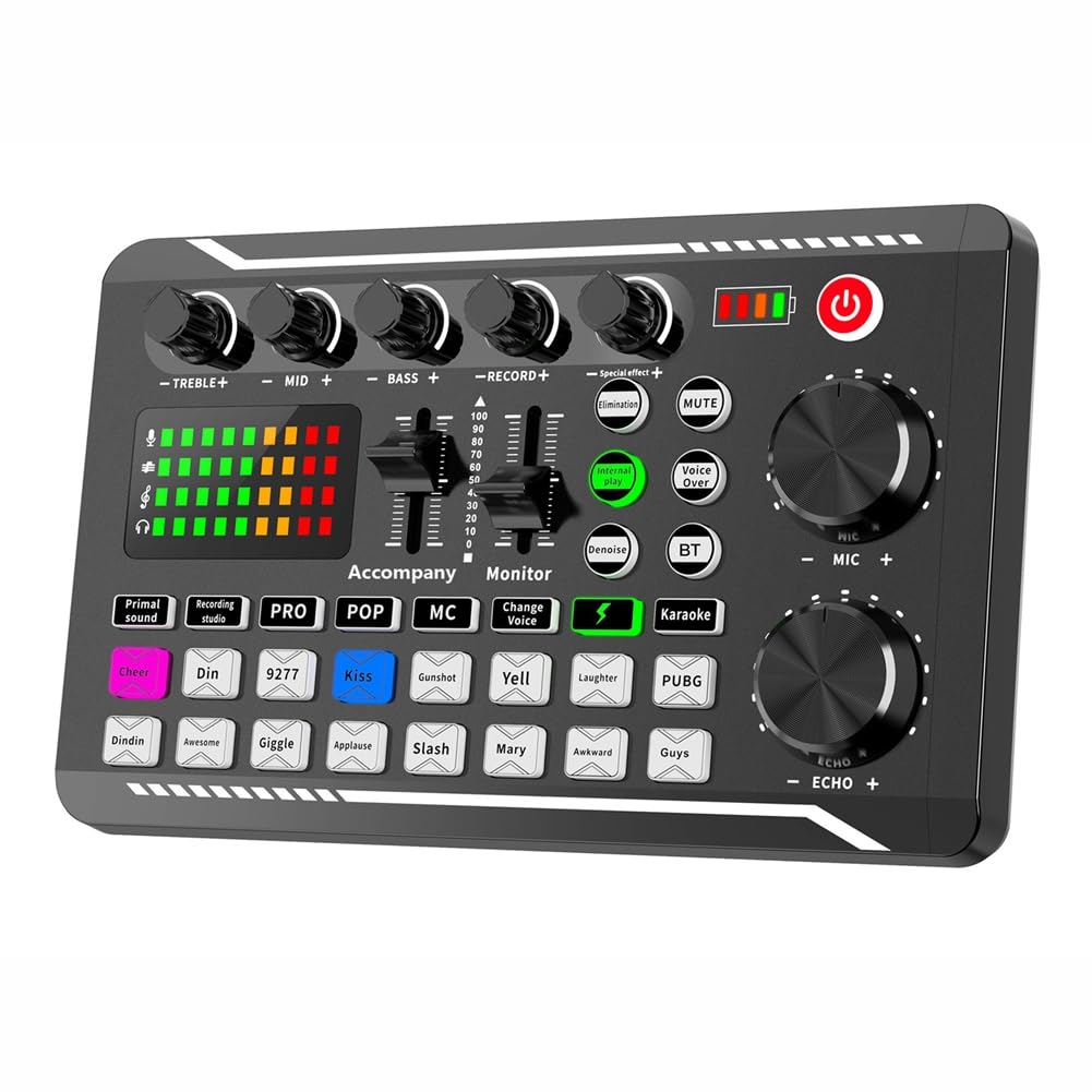 F998 Mezclador de audio USB de 2 canales XLR con micrófono BM800 para cantar, PC, teléfono