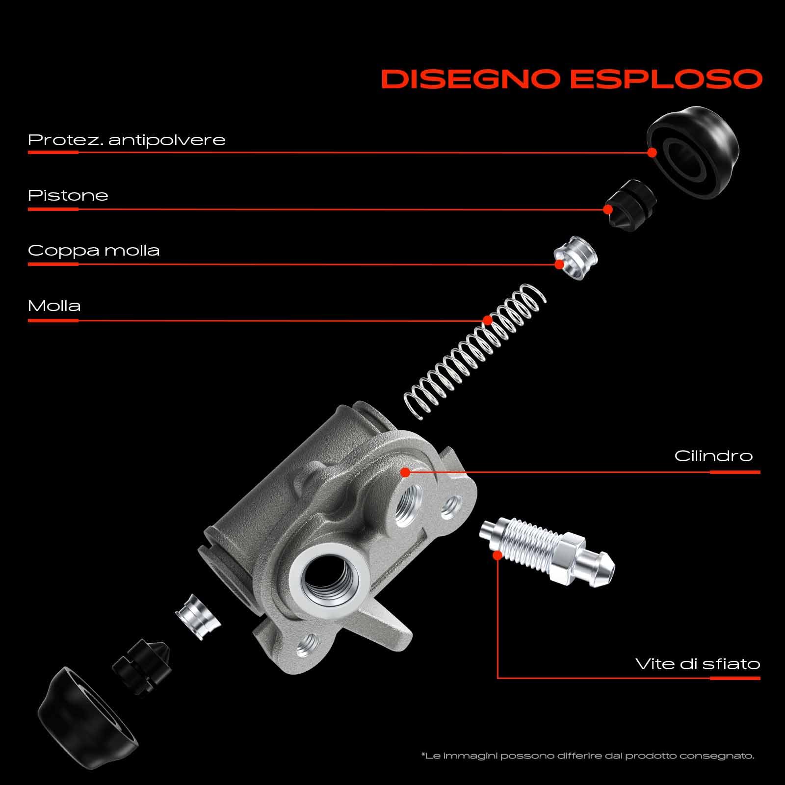 Frankberg 2x Cilindro freno ruota Cilindro freno Posteriore Compatibile con Ducato Bus 230 Jumper Furgone 230L Jumper Bus 230P Ducato Pianale/Telaio 230 Replace# 52925X