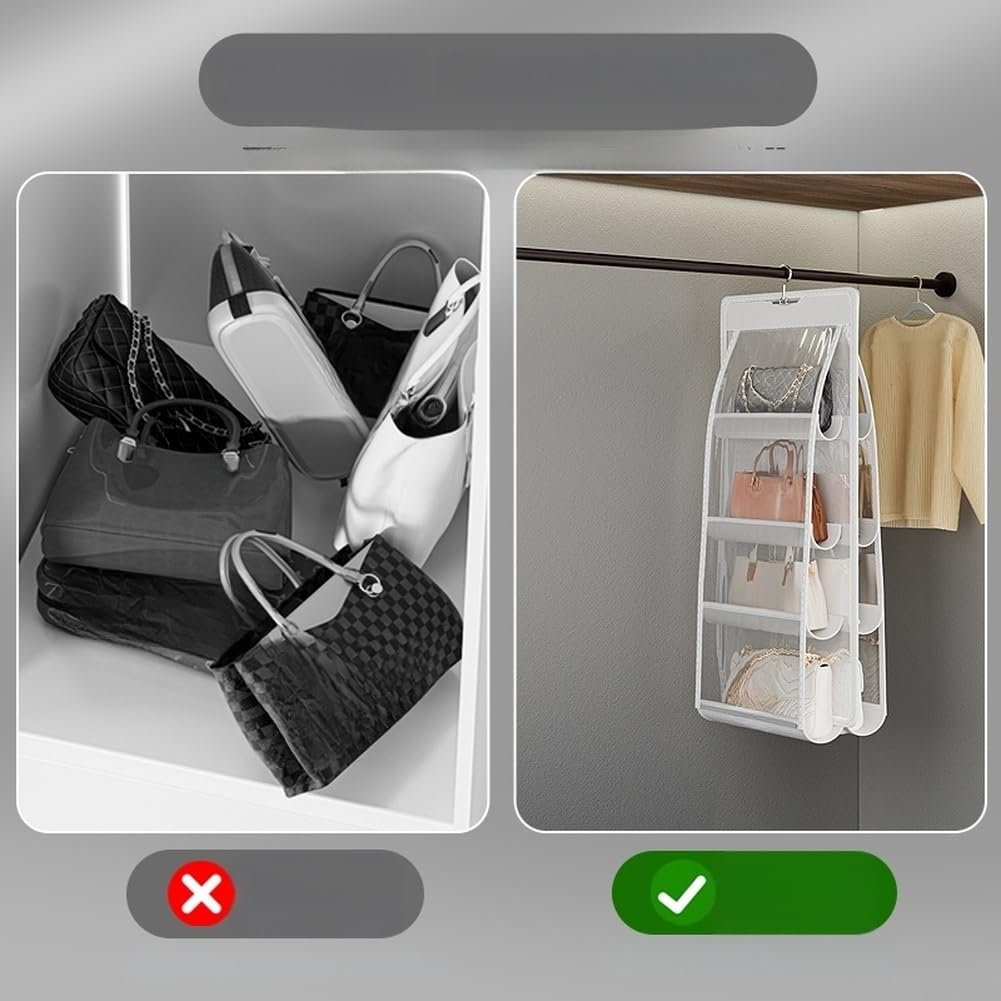 Bolsa de almacenamiento colgante transparente de PVC multicapa para organizar el armario del hogar (A negro transparente)