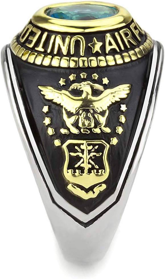 Men's USA Air Force Military Patriotic Ring Blue Stone