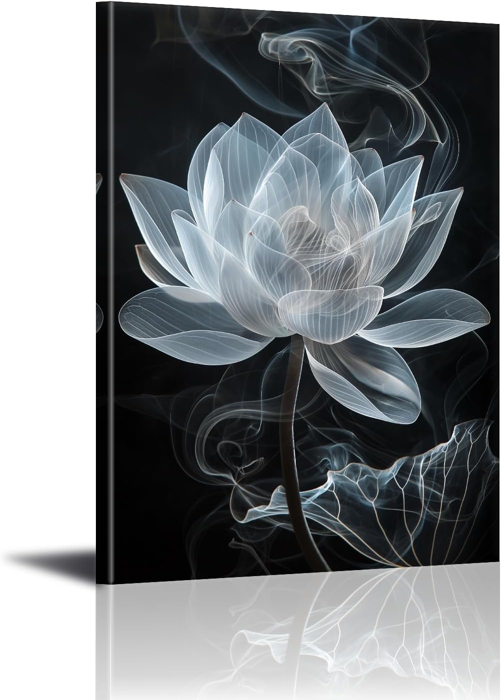 PLIDAAYO Lotus Zen Wall Art Charming White Lotus Canvas Print Lotus Flower Bloom in Water Poster Painting Zen Yoga Spa Picture for Bathroom Living Room Meditation Room Home Decor(Zen-03,16"x24")