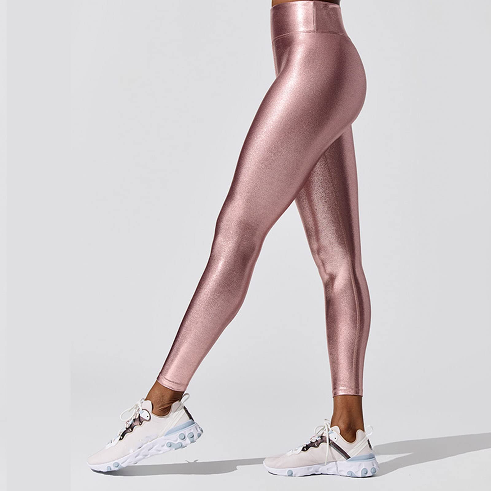 Pantaloni da Yoga a Vita Alta da Donna Leggings Elastici Sottili a Nove Punte Sport Traspiranti Pantaloni da Fitness da Corsa Tessuto Abbronzante Luminoso Morbido e Confortevole