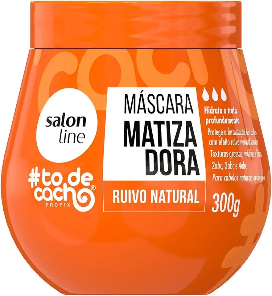 Salon Line, Máscara Matizadora, #TodeCacho, Ruivo Natural, Vegano - Para Cabelos Ondulados, Cacheados e Crespos, 300 g