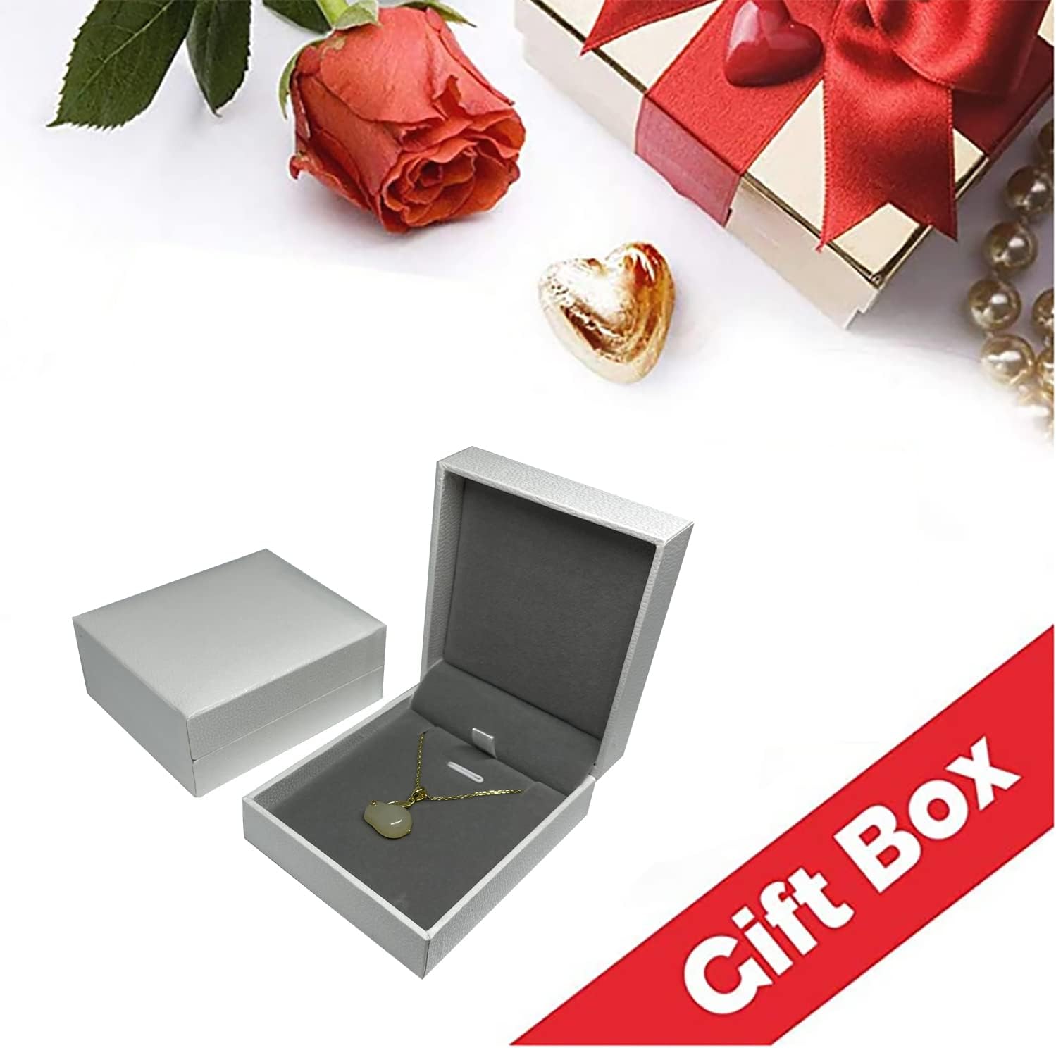 925 Sterling Silver Genuine Hetian Jade Bunny/Rabbit Pendant Necklace, 18"