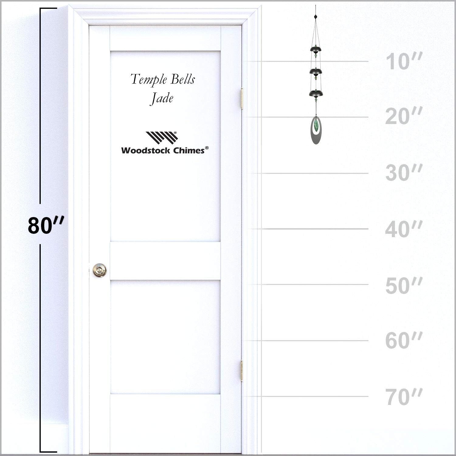 Woodstock Chimes Signature Collection, Woodstock Temple Bells 25'' Jade Wind Bells for Outdoor, Patio, Home or Garden Décor (TB3JAS)