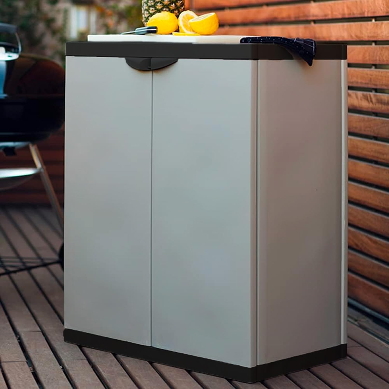 Avilia Armadio Modulare a 2 Ante Basso - Armadio per Interni ed Esterni Ideale per Organizzazione Attrezzi, in PVC, 68x39.5x85cm, Grigio