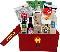 Kit Sushi Hot Roll Oriental Com 9 Itens - Arroz, 2 Algas, Shoyu, Esteira, Vinagre, Panko, Tarê e Gergelim