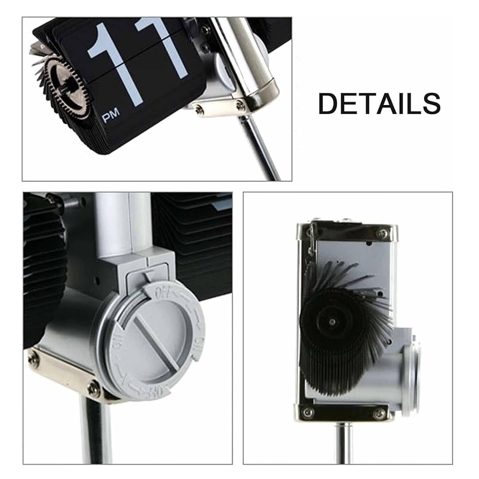 Zegar retro z klapką, automatyczny zegar biurkowy w stylu vintage z 12-godzinnym wyświetlaczem AM/PM, zasilany bateriami, wysuwana wysokość 32-65 cm, znakomicie wykonany do domu i biura