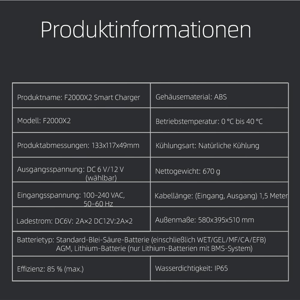 BYGD 4A Autobatterie Ladegerät, 2-Fach KFZ Smart-Batterieladegerät 6V/12V Smart Vollautomatische KFZ Ladegeräte Mit BMS, Gleichzeitiges Laden von Zwei separaten Autobatterien (2A je Bank)