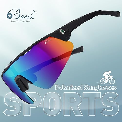 Miniatura 5 de 100 CLASSIC Gafas de sol deportivas polarizadas con diseño envolvente TR90, marco ligero con protección UV 400 para mujeres y hombres