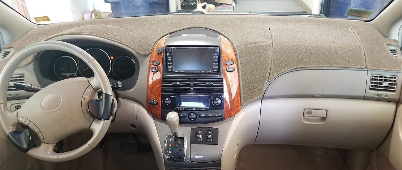Dash Cover Mat Custom Fit for Toyota Sienna 2004-2010, Dashboard Cover Pad Carpet Protector (04-10 Beige) F99