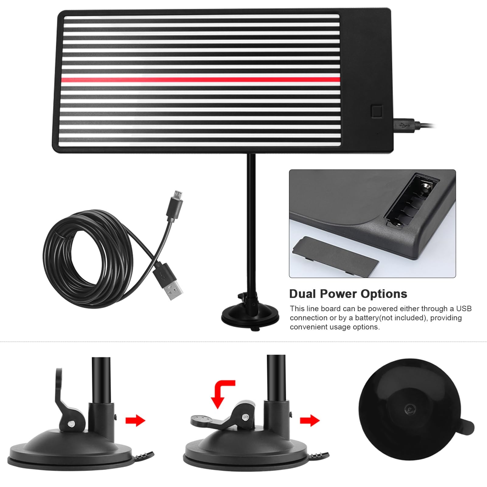 Strumento per la Riparazione di Ammaccature Senza Vernice Pannello a Strisce LED con Estrattore per Ammaccature e Martello in Gomma, 3 Livelli di luminosità, Alimentato Tramite USB/Batteria,