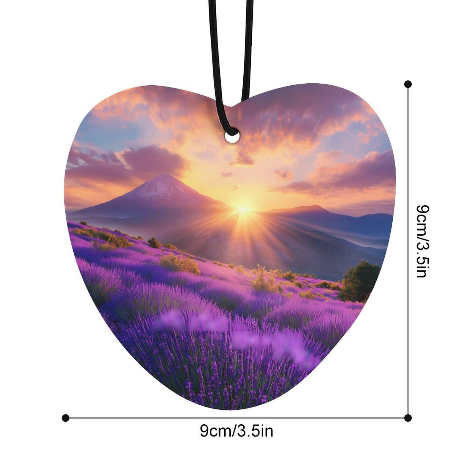 Lavender Flower Mountain Landscape Spring Car Air Freshener Hanging Aromatherapy Tablets for Car Accessories Love form