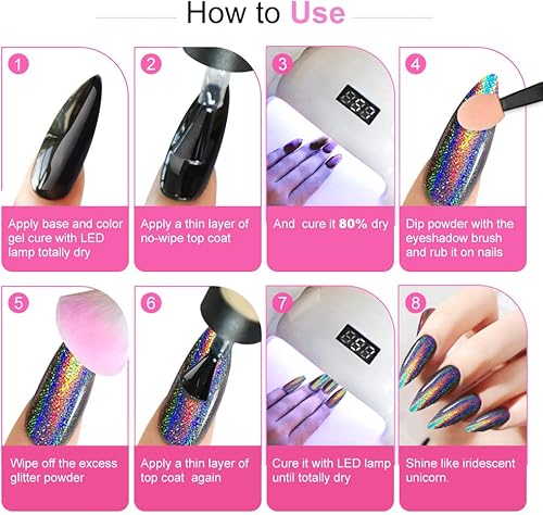 Miniatura 7 de 20 tarros de polvo de uñas cromado, efecto espejo metálico, polvo cromado para uñas, esmalte de gel con holográfico plateado, perla blanca sirena,