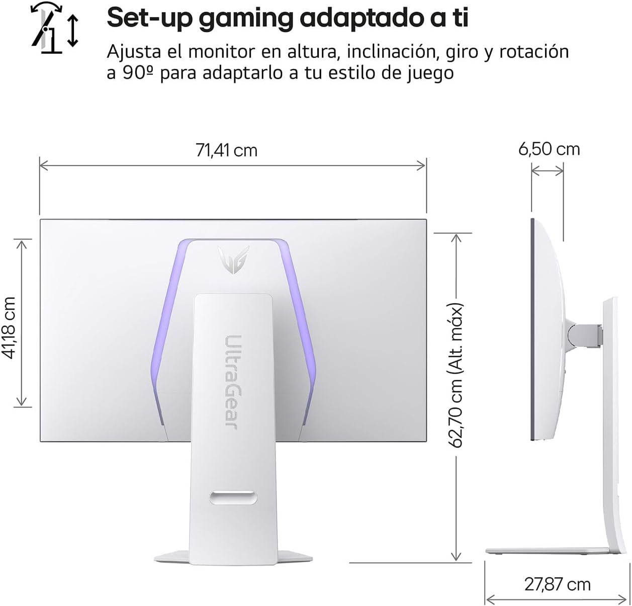 LG 32GS95UV-W – Monitor Ultragear OLED Gaming, 31.5», 4K UHD, 240 Hz, 0,03ms, G-Sync Compatible y FreeSync Premium Pro, HDR10, DCI-P3 98,5%, Blanco 14