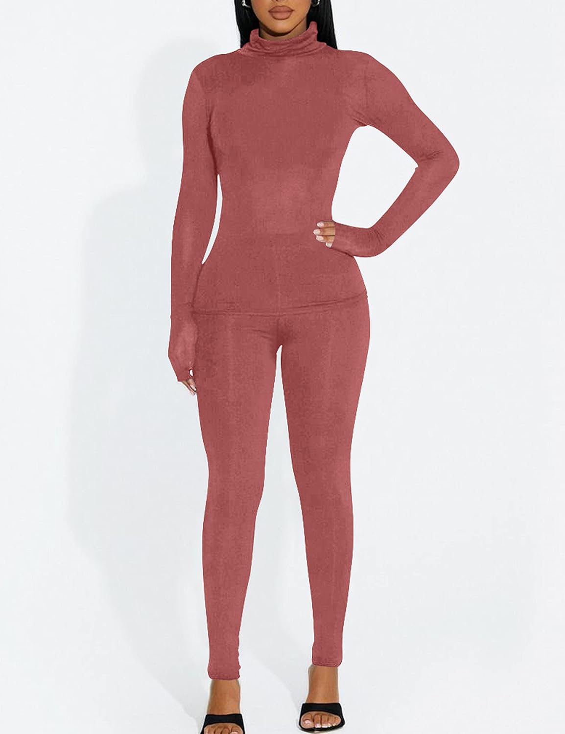 VASAUGE Women's Thermal Underwear Turtleneck Long Johns Base Layer Cold Weather Sets