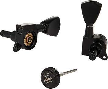Guitar 3 per side Locking Tuners 18:1 Locking Tuning Keys Guitar Tuning Machine Heads with Keystone Buttons for LP/Les Paul/SG/ES or Acoustic Guitars Black