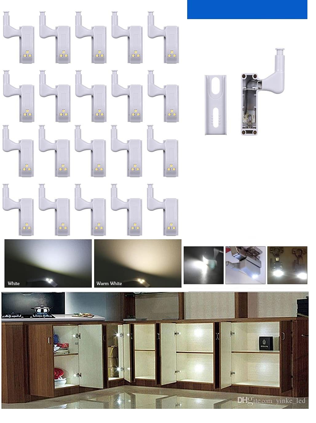 TECHBLAZE Set of 20 Wardrobe Hinge LED Motion Sensor Lights