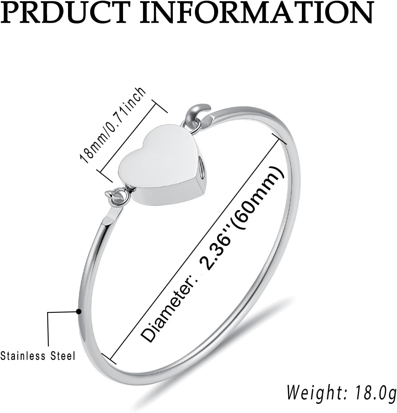 Cremation Urn Bracelet for Ashes Stainless Steel Heart Urn Bracelet Bangle Cremation Memorial Keepsake Jewelry for Loved One - Image 2