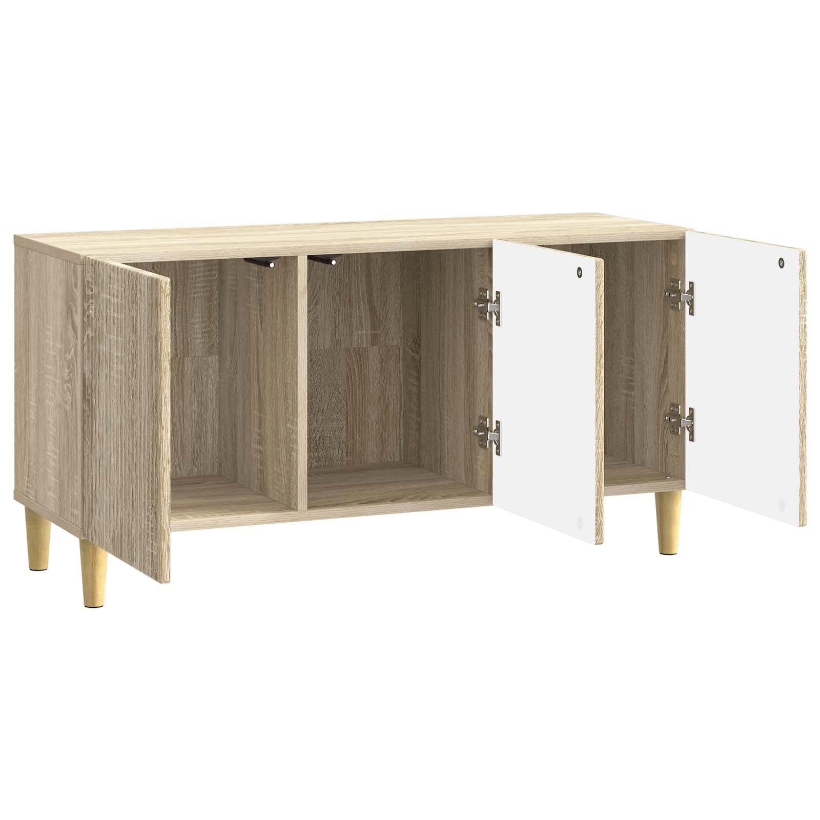 Mobile TV in rovere Sonoma, 99 x 34,5 x 50 cm, con vano portaoggetti e gambe coniche, versatile tavolino basso per soggiorno, console multimediale, rack HiFi, credenza