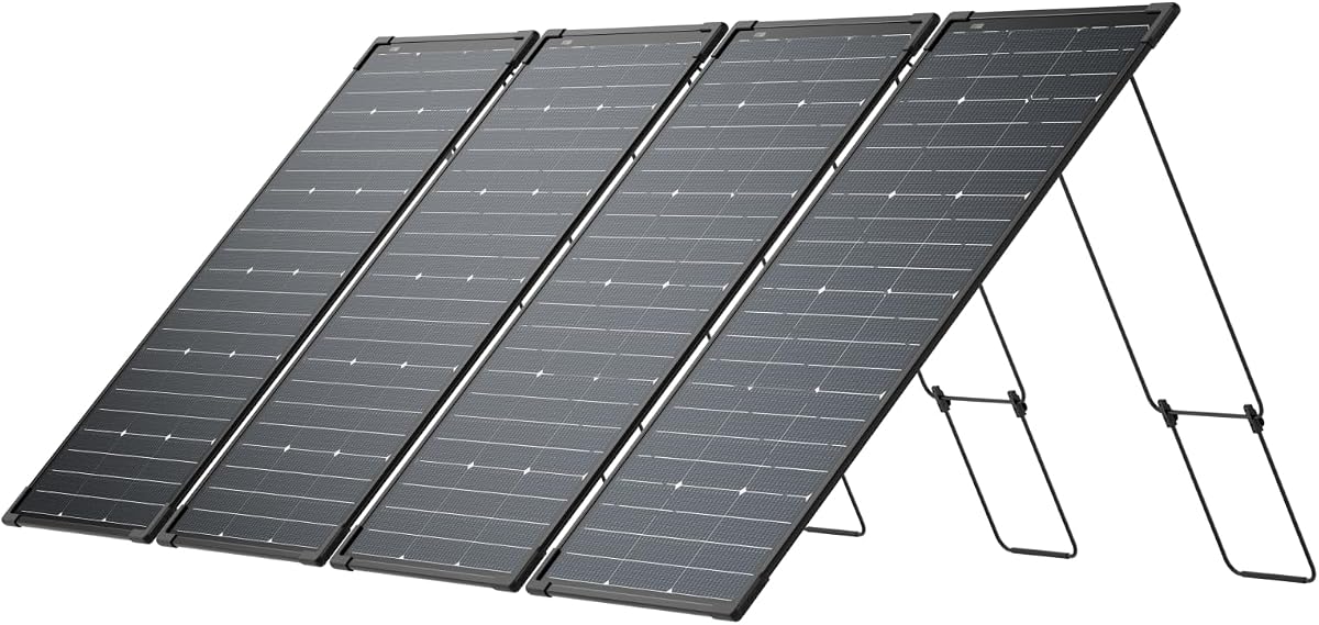 EF ECOFLOW 4PCS 125W Solar Panels, 500W Bifacial Rigid Modular Solar Panel | Up to 25% Efficiency with IP68 Waterproof Rate, Adjustable Support and Solar Angle Guide for Camping, RVs & Home