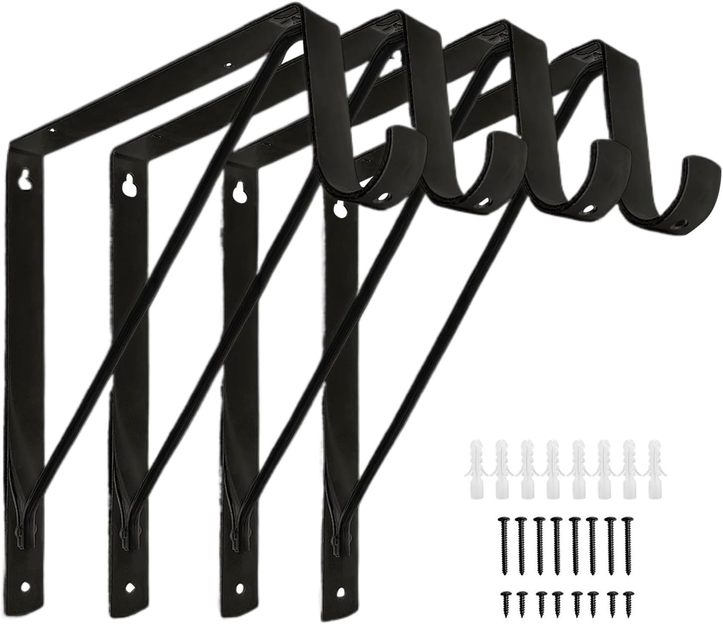 Metal Closet Shelf Pole Brackets - Corner Mount, Single Set Wall for Dorm, Stainless Steel Triangular Organizer, Stationery, Sturdy Flange for Bathroom, Garage, Laundry Room, Basement