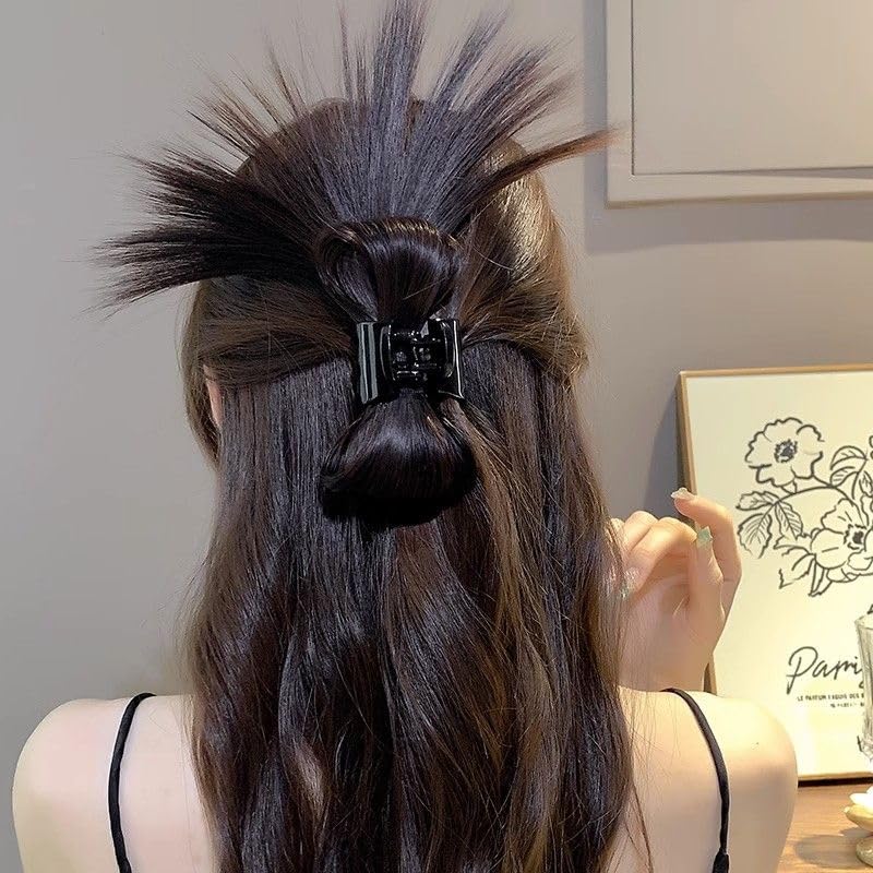 LUOLINGONGJUE® Feather Shuttlecock High Ponytail Clip, Shark Clip Hairpin for Women, Half-Tied Wig Headdress, Elegant Back Hair Accessory 2