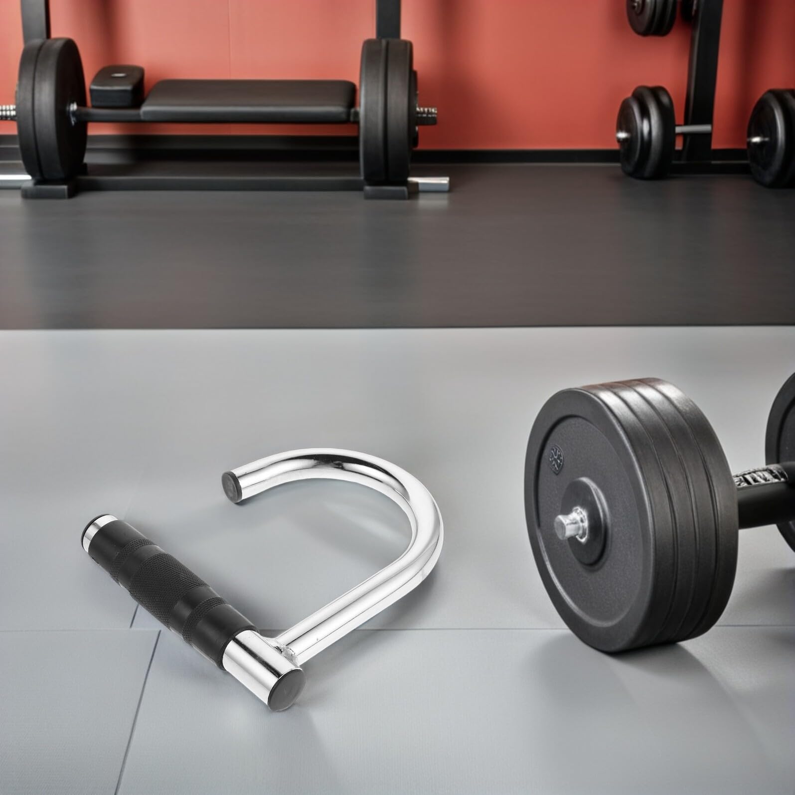 Maniglia Fitness Antiscivolo con Rivestimento in Gomma Impugnatura Ergonomica per Allenamento con Cavi e Sostituzione Manopole Bilanciere Accessorio Portatile per Palestra e Casa