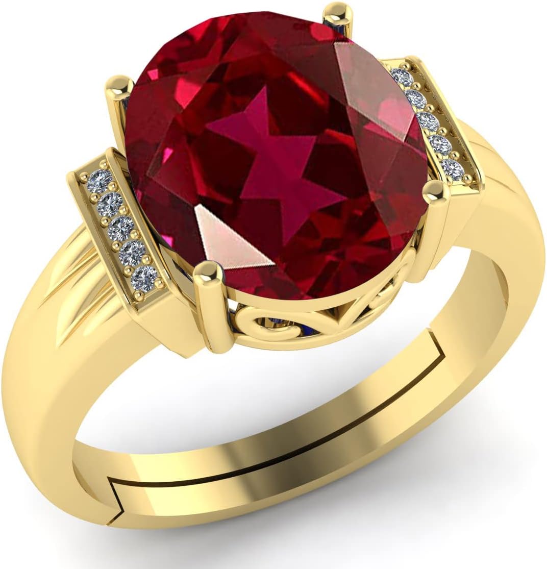 6.25 Ratti 5.50 Carat Natural Ruby Gemstone Astrological Purpose Ring Gold Plated for Women Men Metal Ruby Metal Ruby