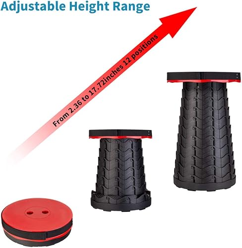 Miniatura 5 de Boreeman Taburete plegable mejorado, ligero pero más resistente, con capacidad de carga, 400 libras, taburete plegable portátil retráctil para