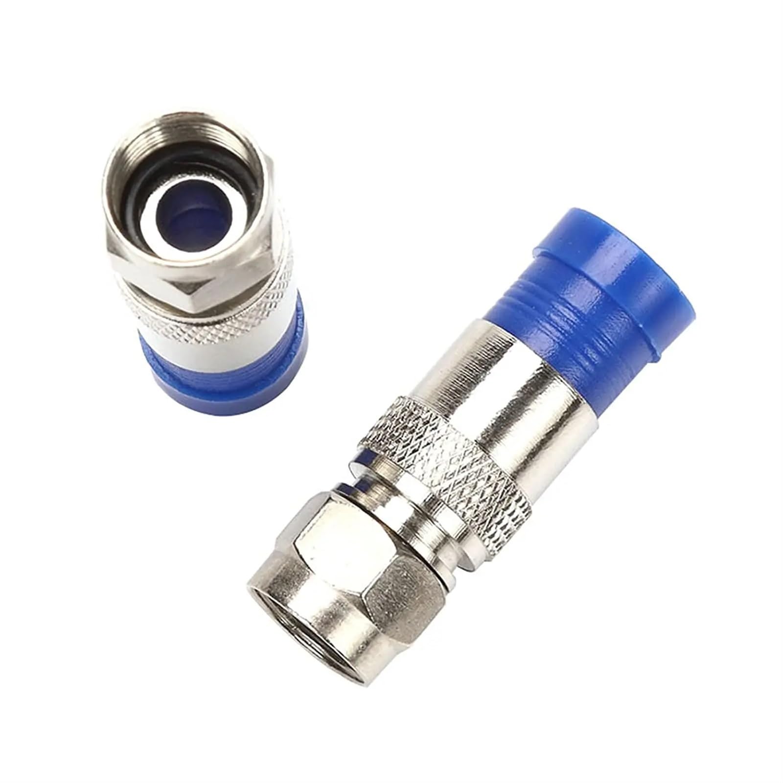 AVIMYA RG6 Kompresja F Typ Proste Złącze kabla antenowego Adapter koncentryczny Wodoodporna obudowa w całości miedziana Ściśnij F Head Connect (kolor: 5 szt. - niebieski)