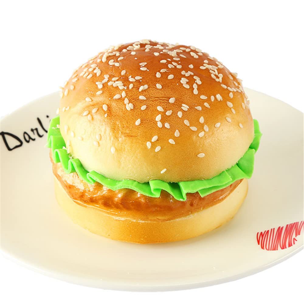 GIVBRO Artificial Bread Fake Burger Simulation Food Model Lifelike Soft Hamburger Home Hotel Shop Decor for Photography Props