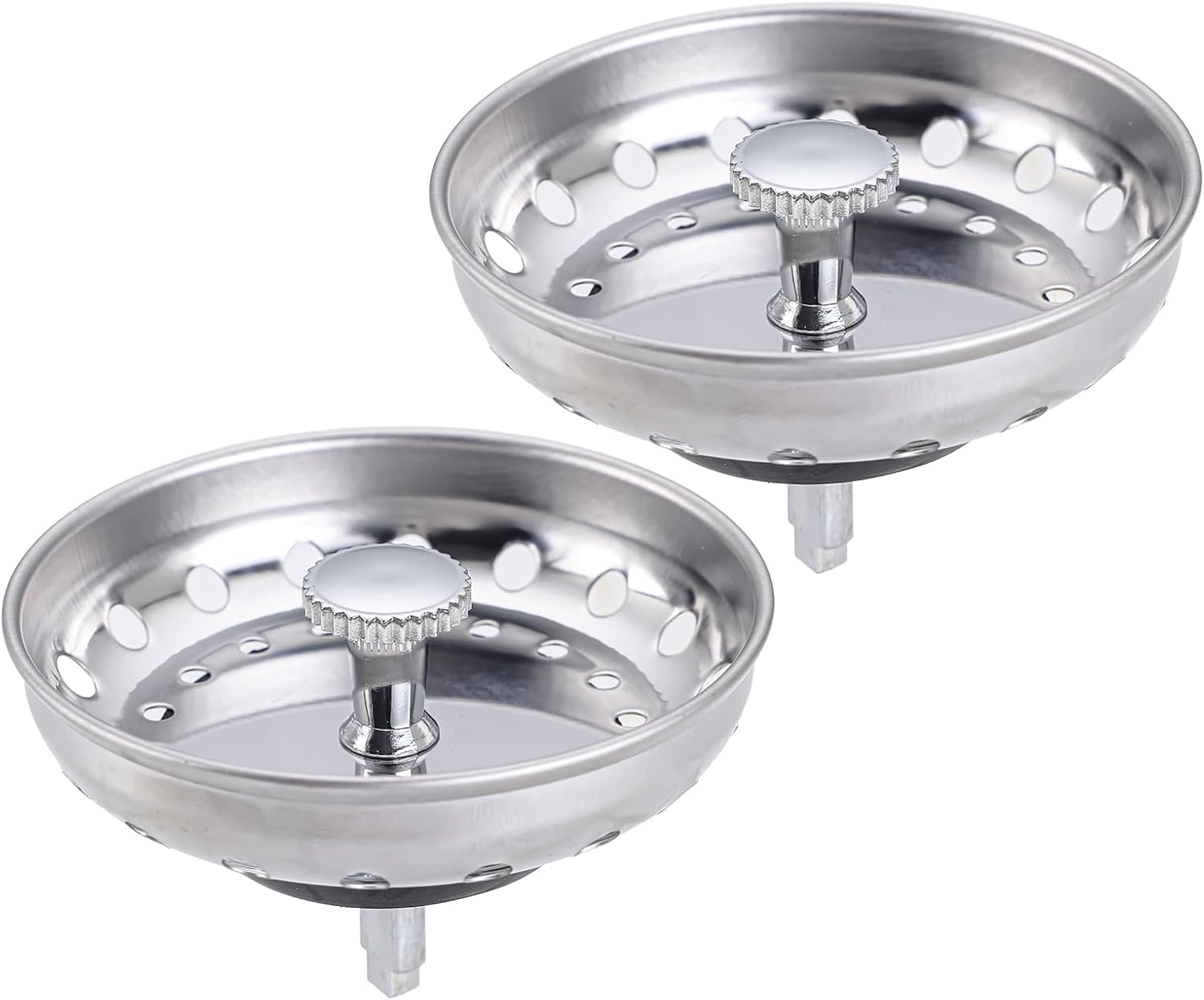 Sink Drain Strainer 2-Pack, 3-in-1 Kitchen Sink Stopper and Basket with Fine Mesh, Stainless Steel Drain Cover for Clog & Odor Prevention, Fit for Kitchen Bathroom Sinks (2 Pack) CAIPEN