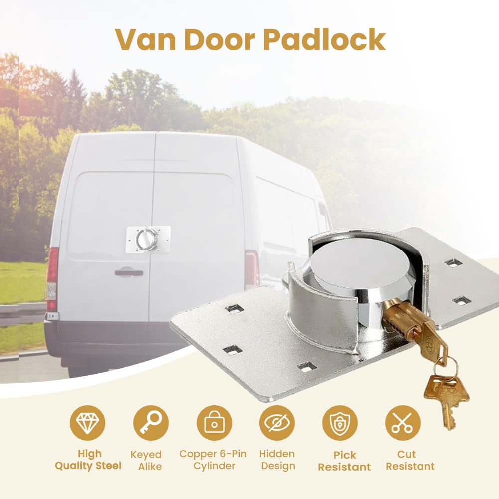 Heavy Duty Van & Shed Door Padlock - 73MM Solid Steel Security Lock With 2 Keys (Keyed Alike)