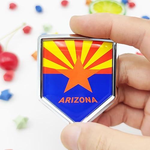 Miniatura 2 de Overdecor Calcomanías de bandera de Arizona, emblema de automóvil, accesorios de automóvil, decoraciones de escudo cromado, calcomanías para autos,