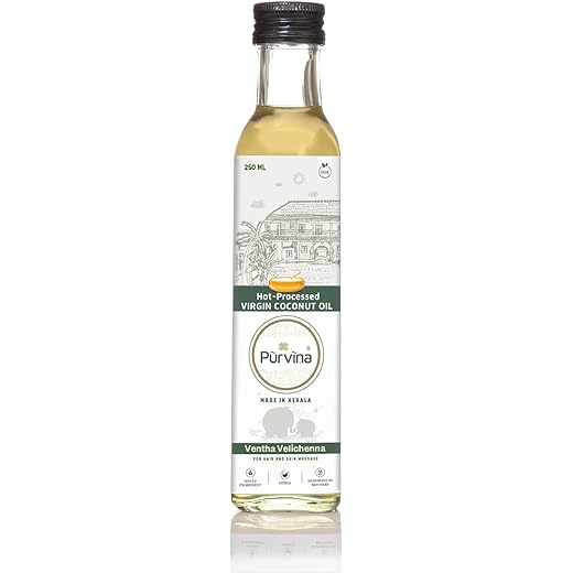 Purvina ? Pure Virgin Coconut Oil (Ventha Velichenna) - 250 ml | Safe to Eat | Chemical-Free | 0 to 6 years | Handmade Urukku Velichenna | Single Ingredient