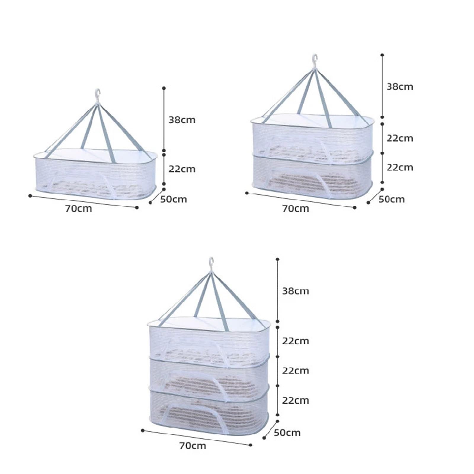 Wäschenetz 1 Stück Wäscheständer 1-3 Schichten faltbares Wäschenetz, Polyesterfasernetz, hängendes Wäschenetz(3 Layer)