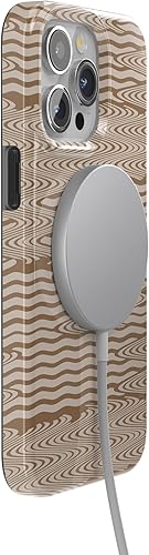 Miniatura 5 de Casely Funda para iPhone 15 Pro  Ondulación moca  Ondas marrones  Funda clásica  Compatible con MagSafe y botón de acción
