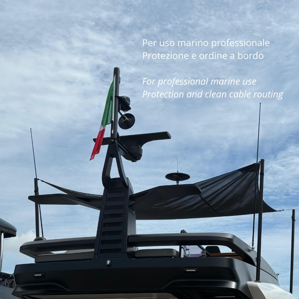 Glomex – Base noire à double joint en nylon renforcé, modèle RA115/BK – Verrouillage à levier, trou de câble, filetage 1" x14, pour bateaux à voile, moteur, bateaux pneumatiques, yachts – UV résistant