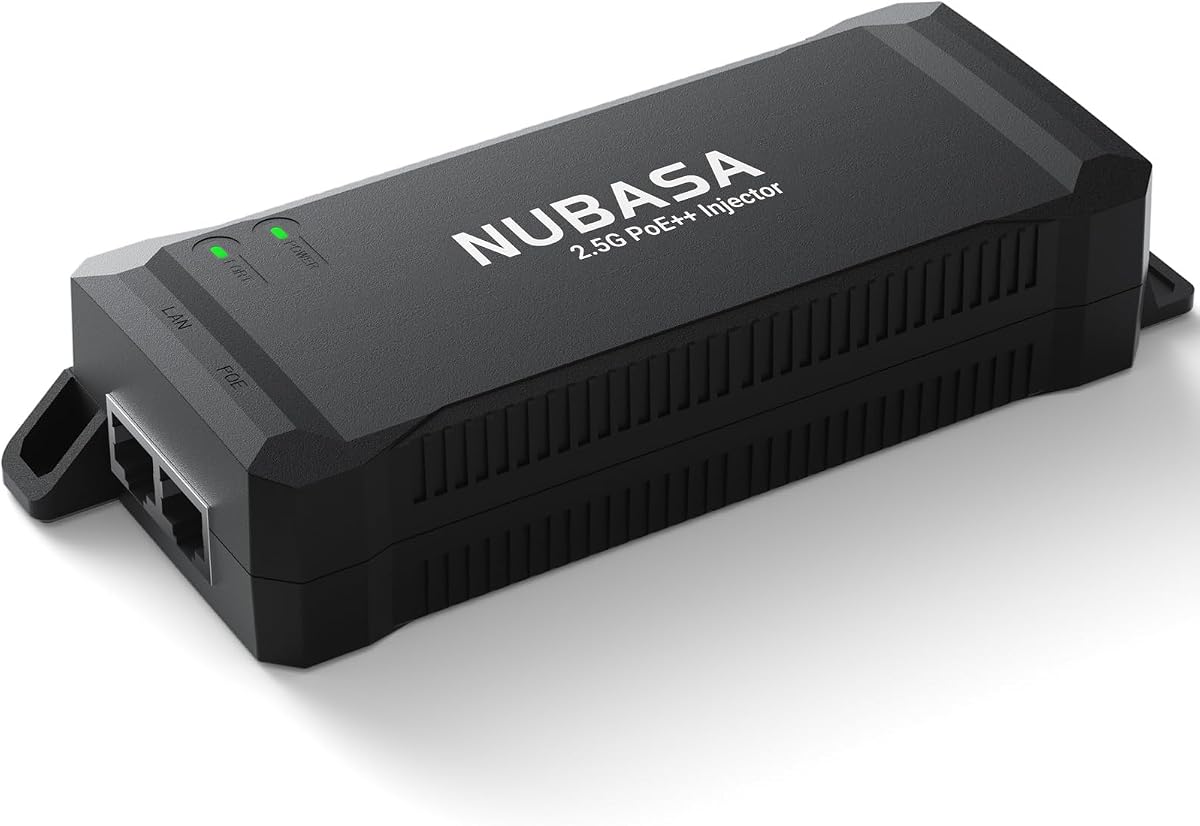 2.5Gb PoE++ Injector, 802.3bt 60W PoE Over Ethernet Adapter | 2.5G multi-gigabit PoE adapter delivering 60W 802.3bt. For enterprise & flagship high-speed access point & 4K IP camera